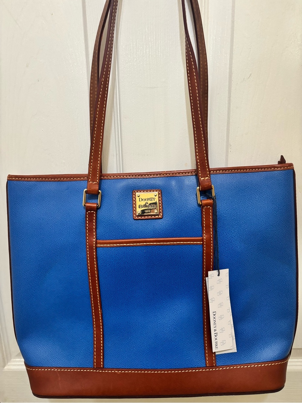 Dooney & Bourke Royal Blue Tote with Brown Leather Trim